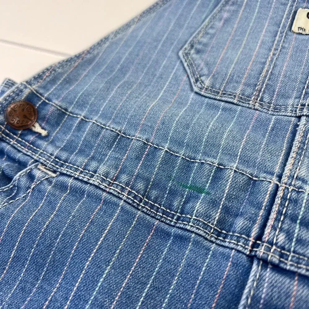 Oshkosh B’gosh Rainbow pinstripe Denim Jean Overalls Size 4T Girls